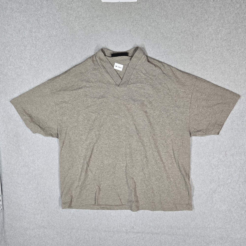 Fear Of God Essentials Men Shirt S Beige Logo Spellout Streetwear Short Sleeve